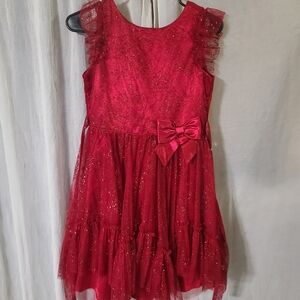 Jona Michelle Girls Red Sparkle Dress Child Size 12